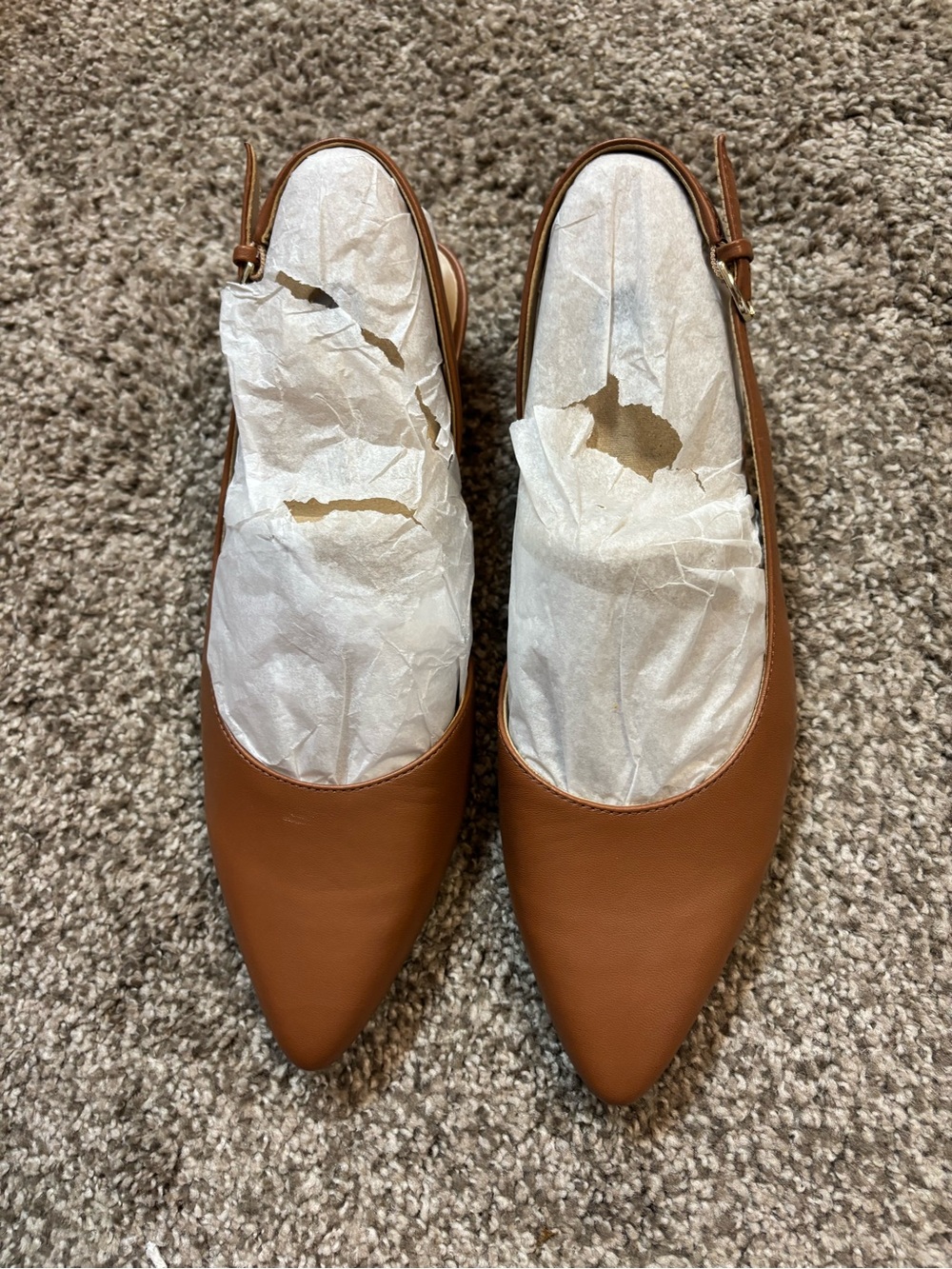 Naturalizer Banks Slingback Kitten Heels English Tea Leather Beige Tan 8 Wide - Picture 3 of 5